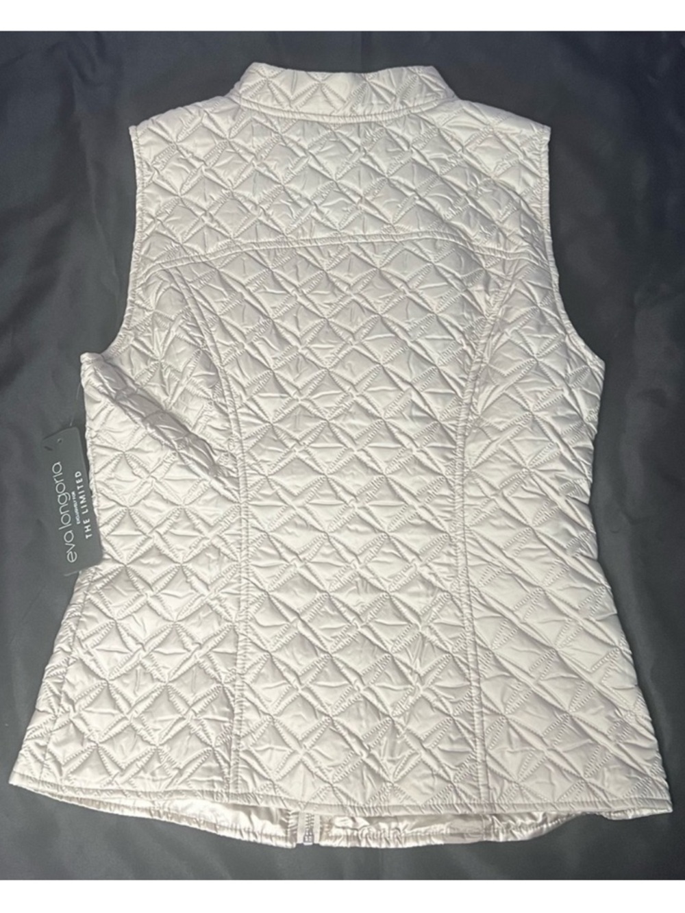 The Limited Eva Longoria Quilted Silvery Grey Puffer Vest - Picture 2 of 5